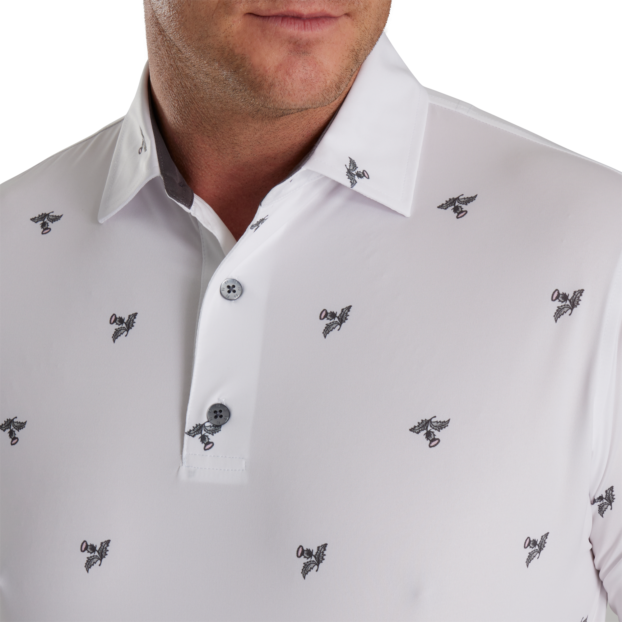 Thistle Print Lisle Self Collar