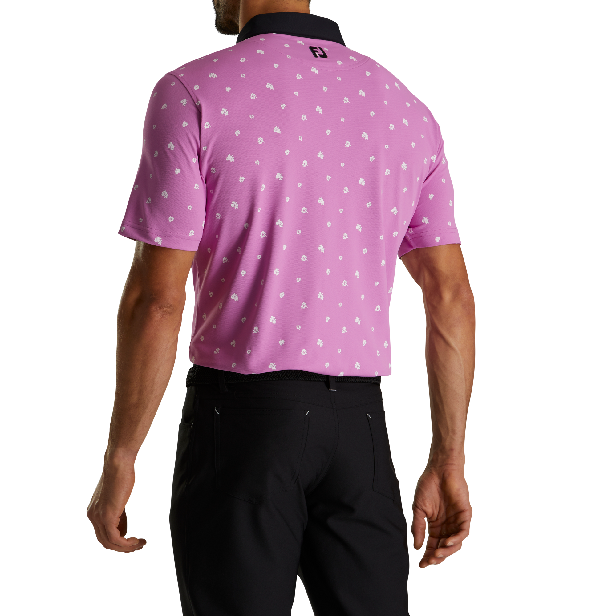 Pique Stretch Scattered Floral Self Collar