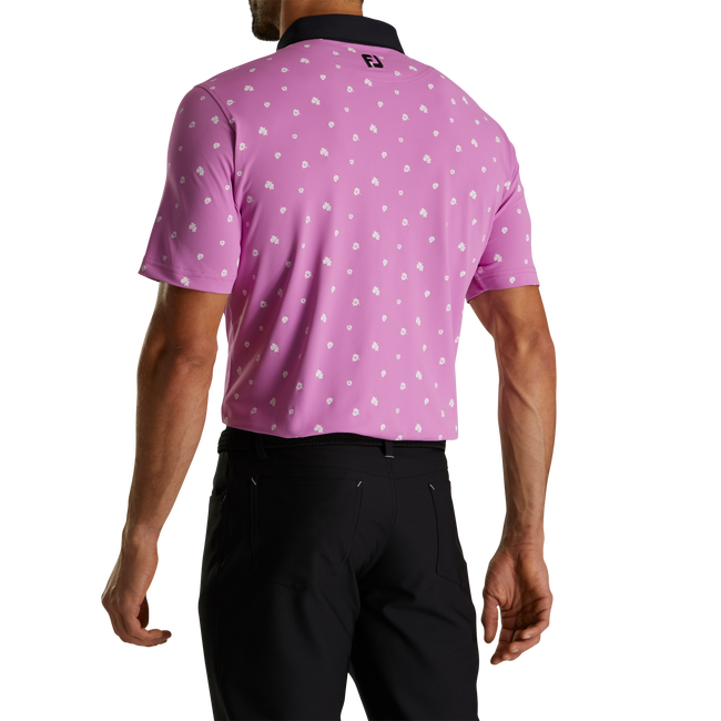 Pique Stretch Scattered Floral Self Collar