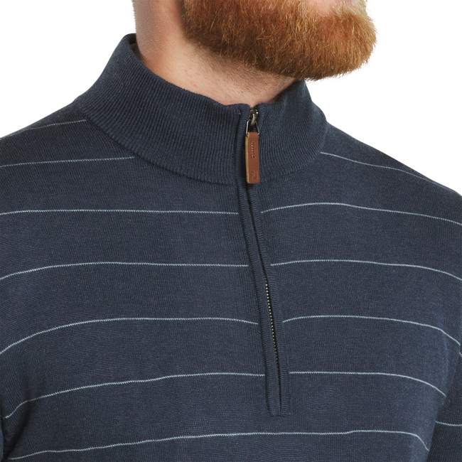 Wool Heather Stripe Quarter-Zip Sweater