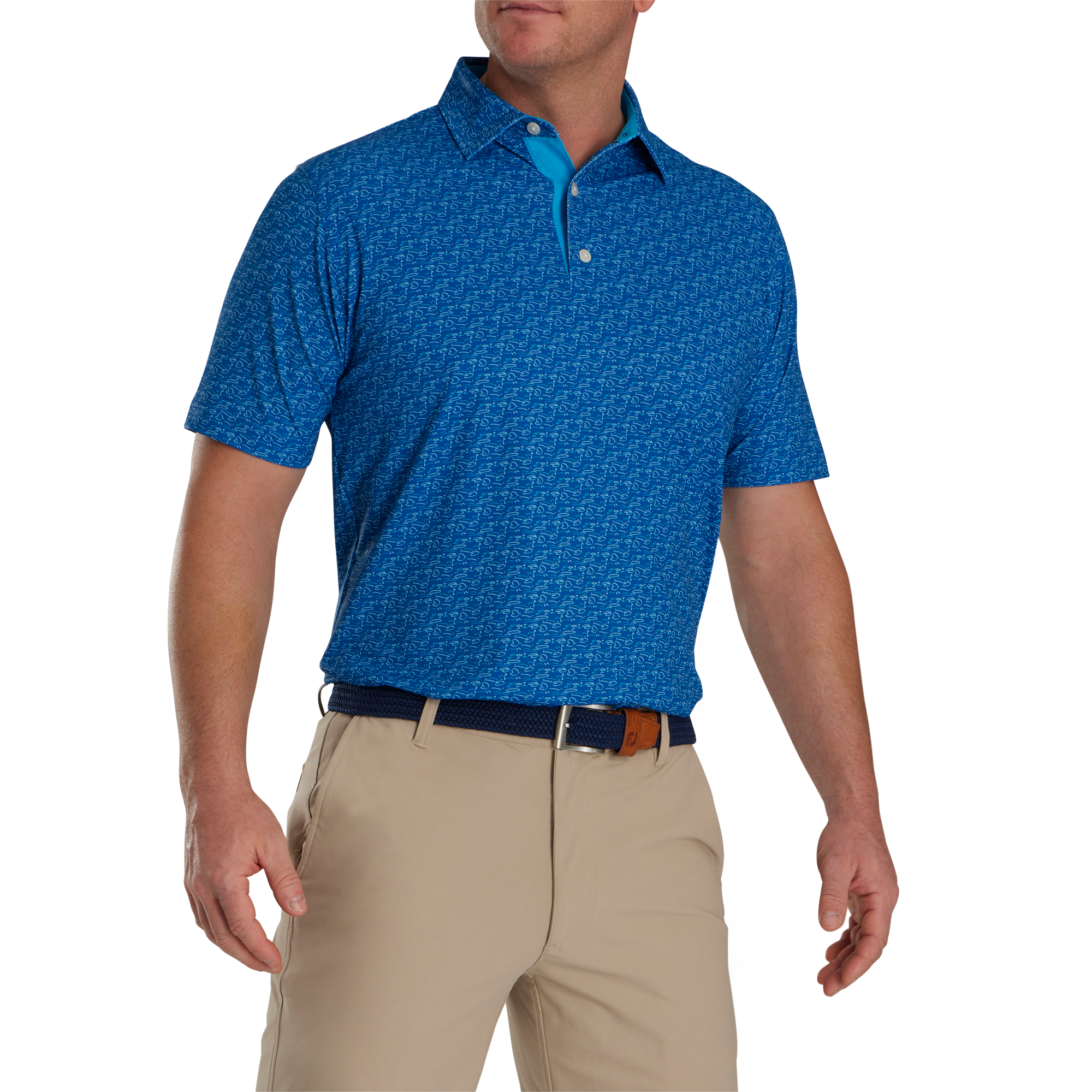 Golf Course Doodle Stretch Pique Self Collar