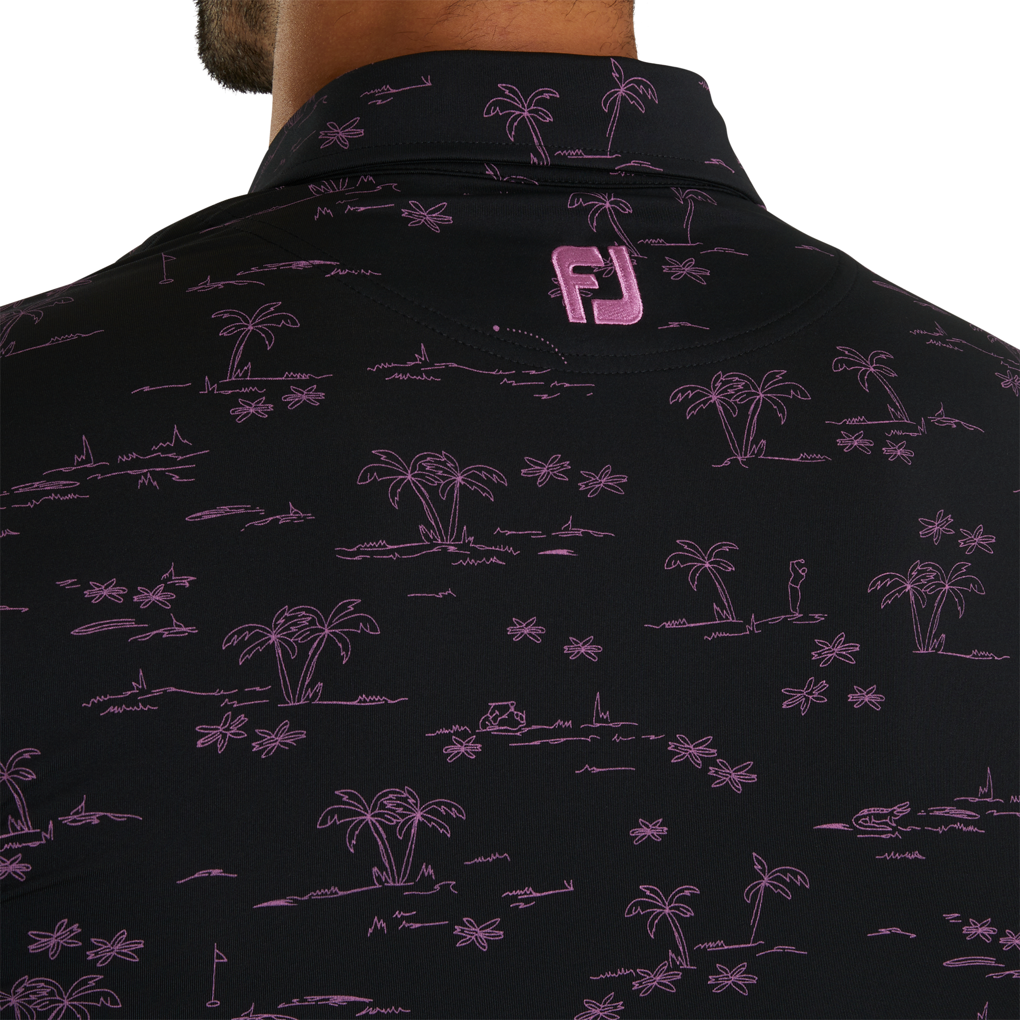 Tropic Golf Print Lisle Self Collar