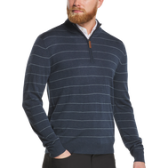 Wool Heather Stripe Quarter-Zip Sweater