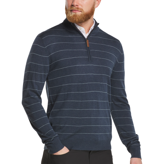 Wool Heather Stripe Quarter-Zip Sweater