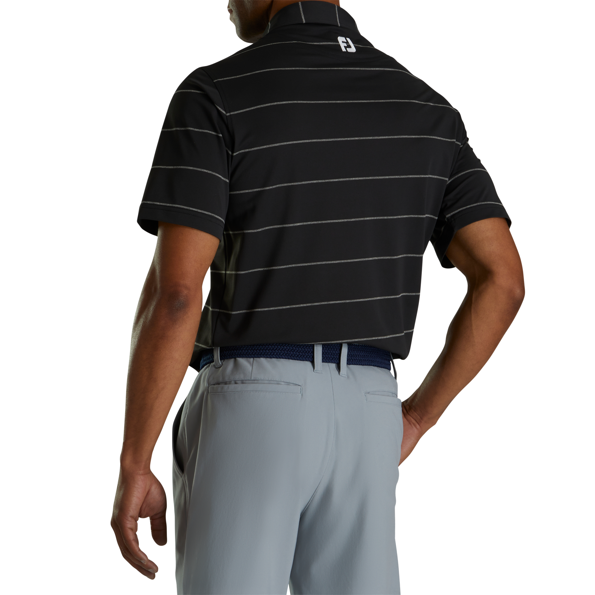 Stretch Pique Chalkstripe Self Collar