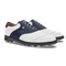 White / Navy Lizard Print / Red Patent
