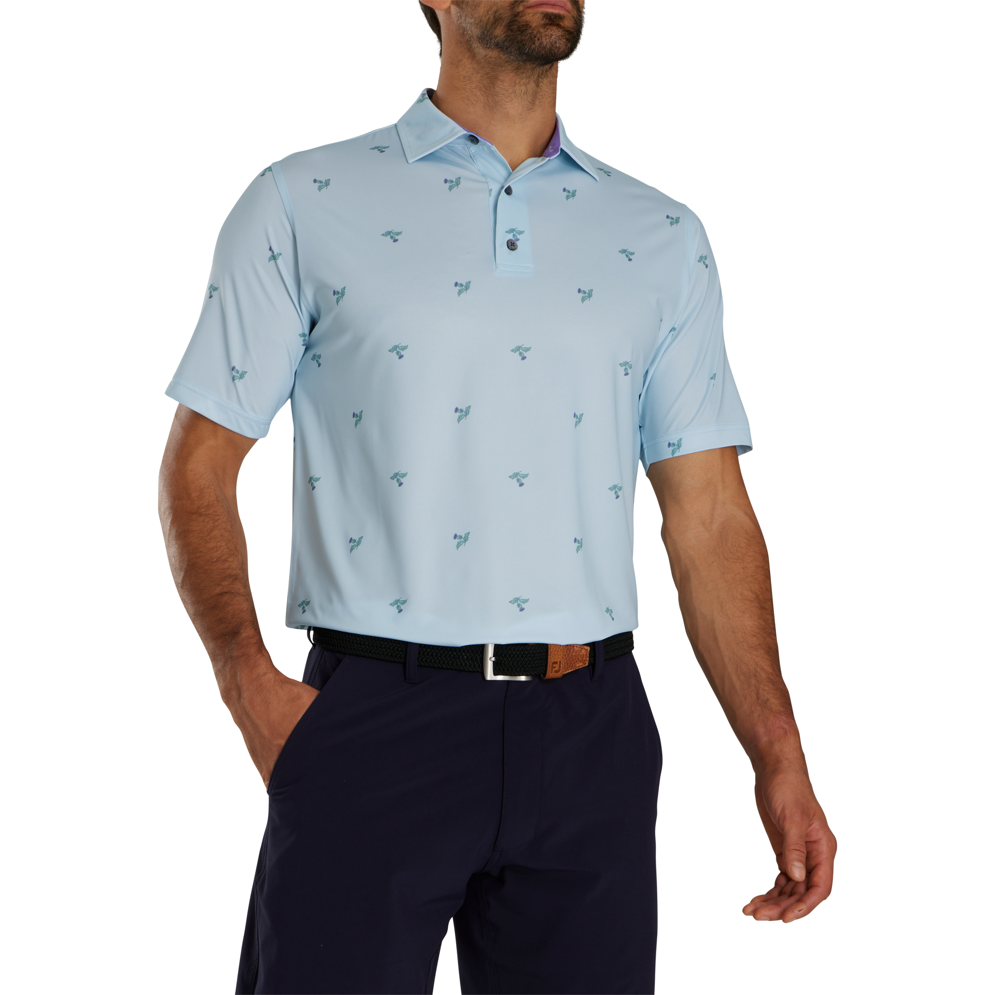 Thistle Print Lisle Self Collar