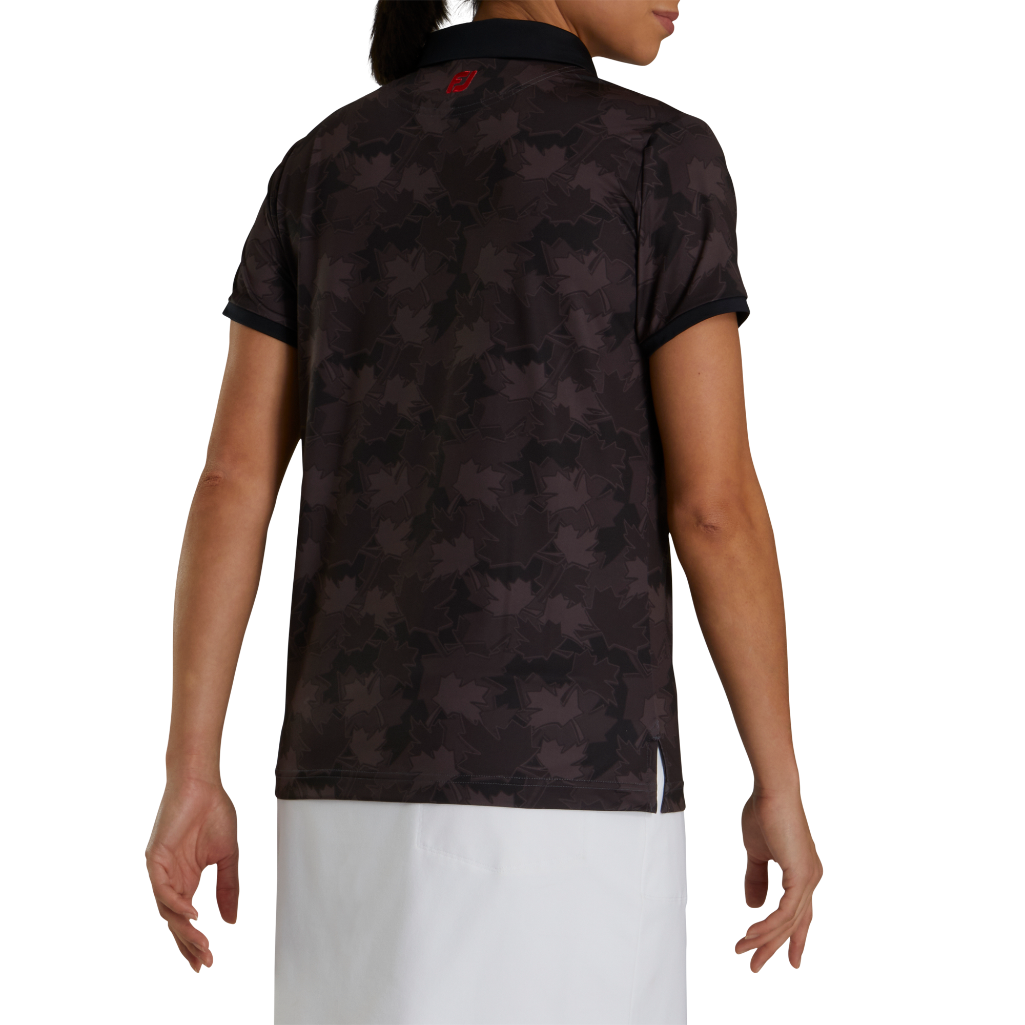 Tonal Leaf Print Self Collar - Women's