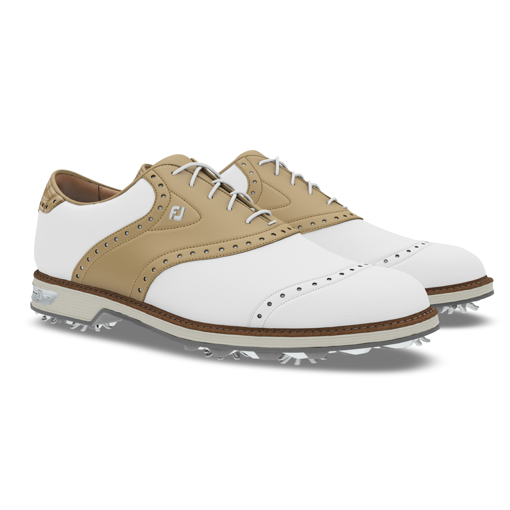 Fj Myjoys Footjoy FJ MyJoys Golf Shoes Icon V-Saddle 52041 White Brown