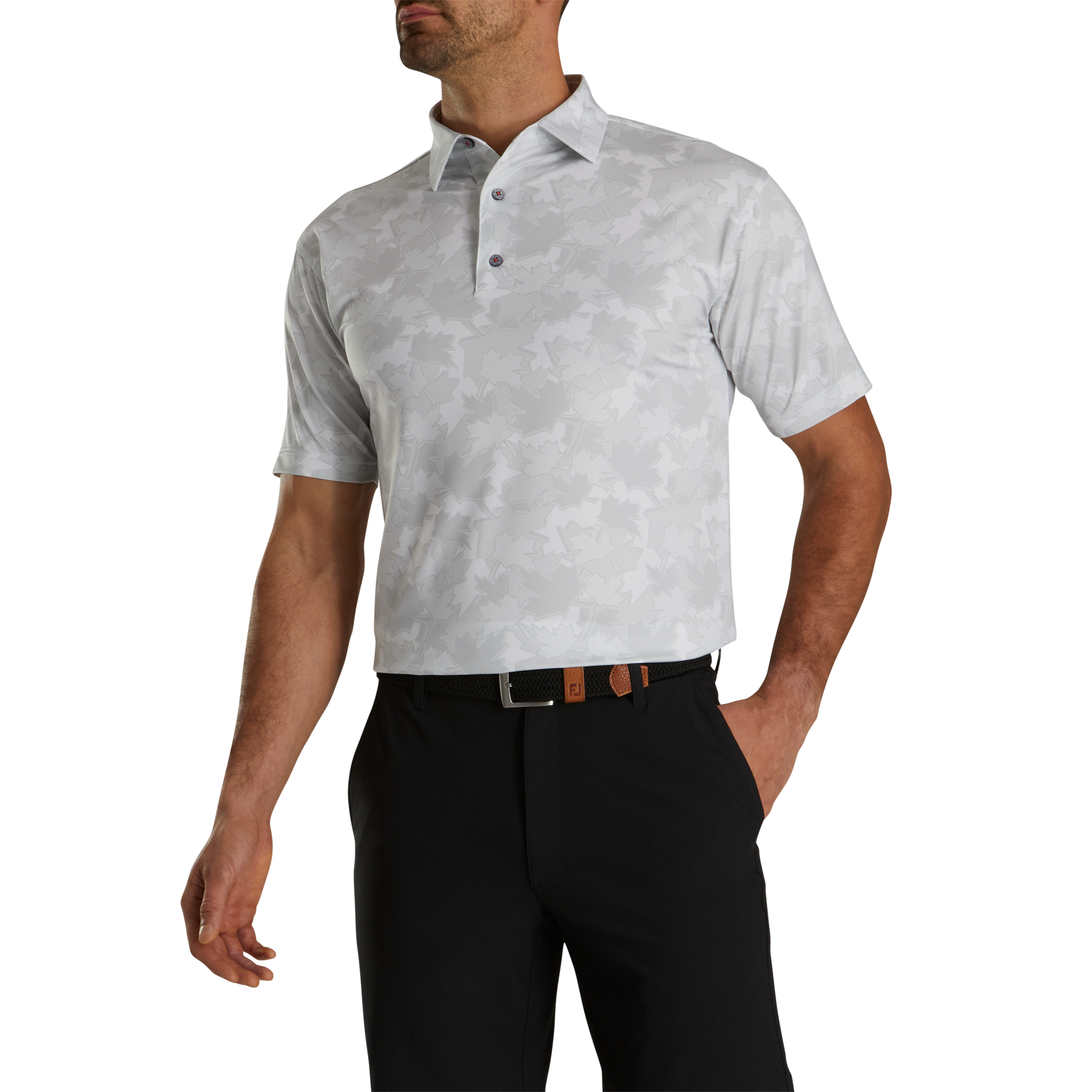 Tonal Leaf Print Self Collar