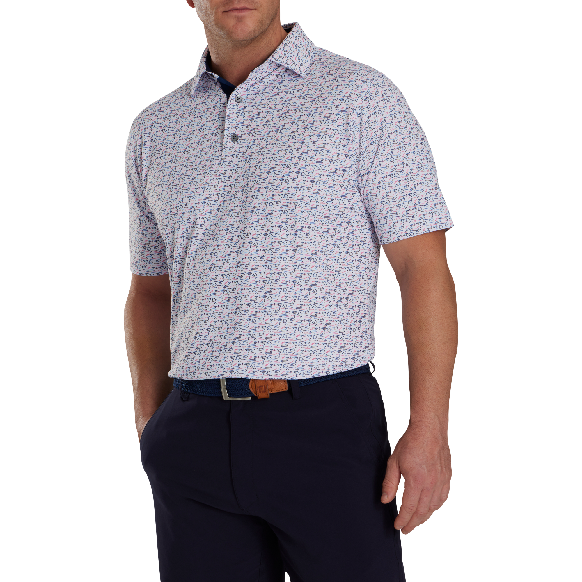 Golf Course Doodle Stretch Pique Self Collar