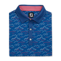 Wave Print Lisle Self Collar