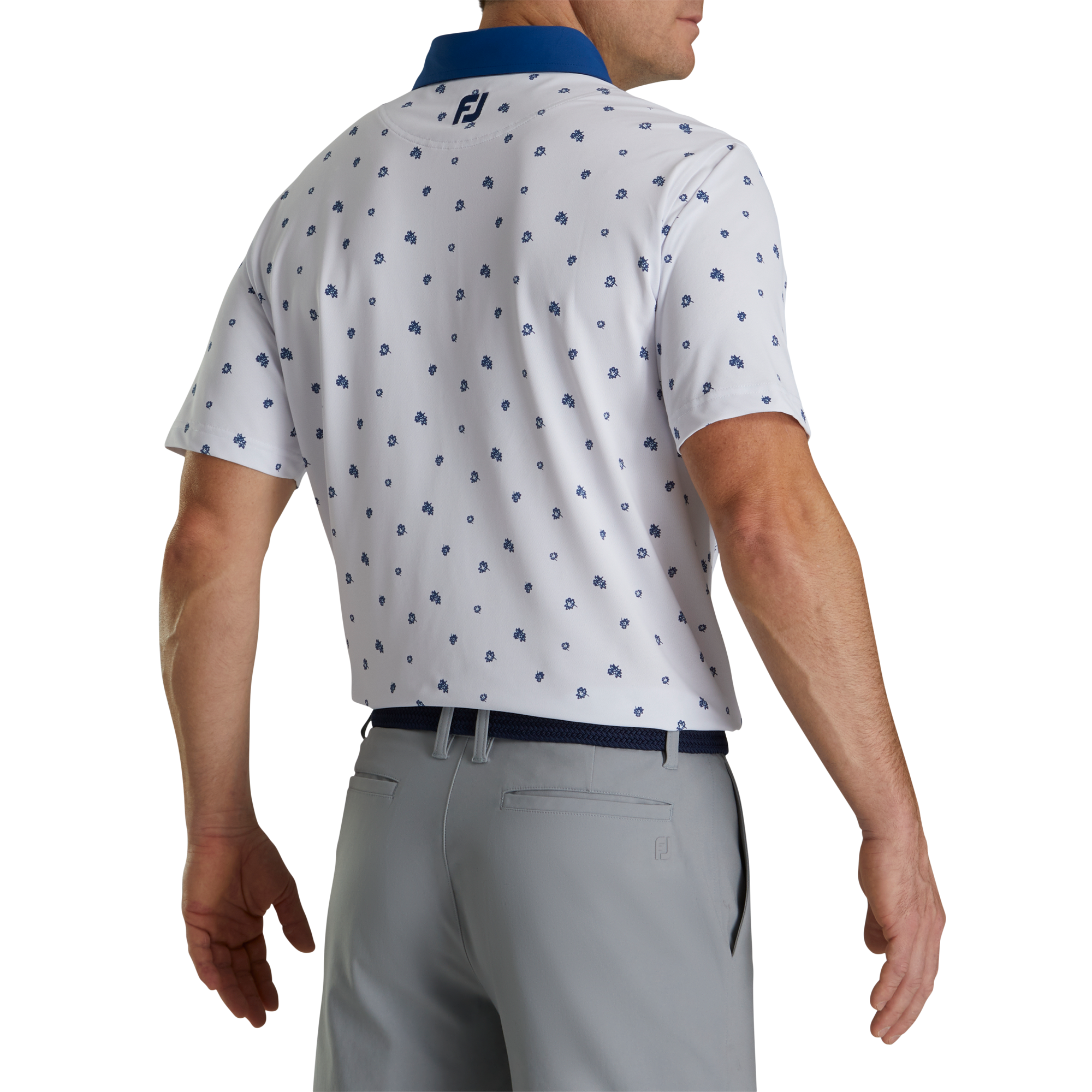 Pique Stretch Scattered Floral Self Collar