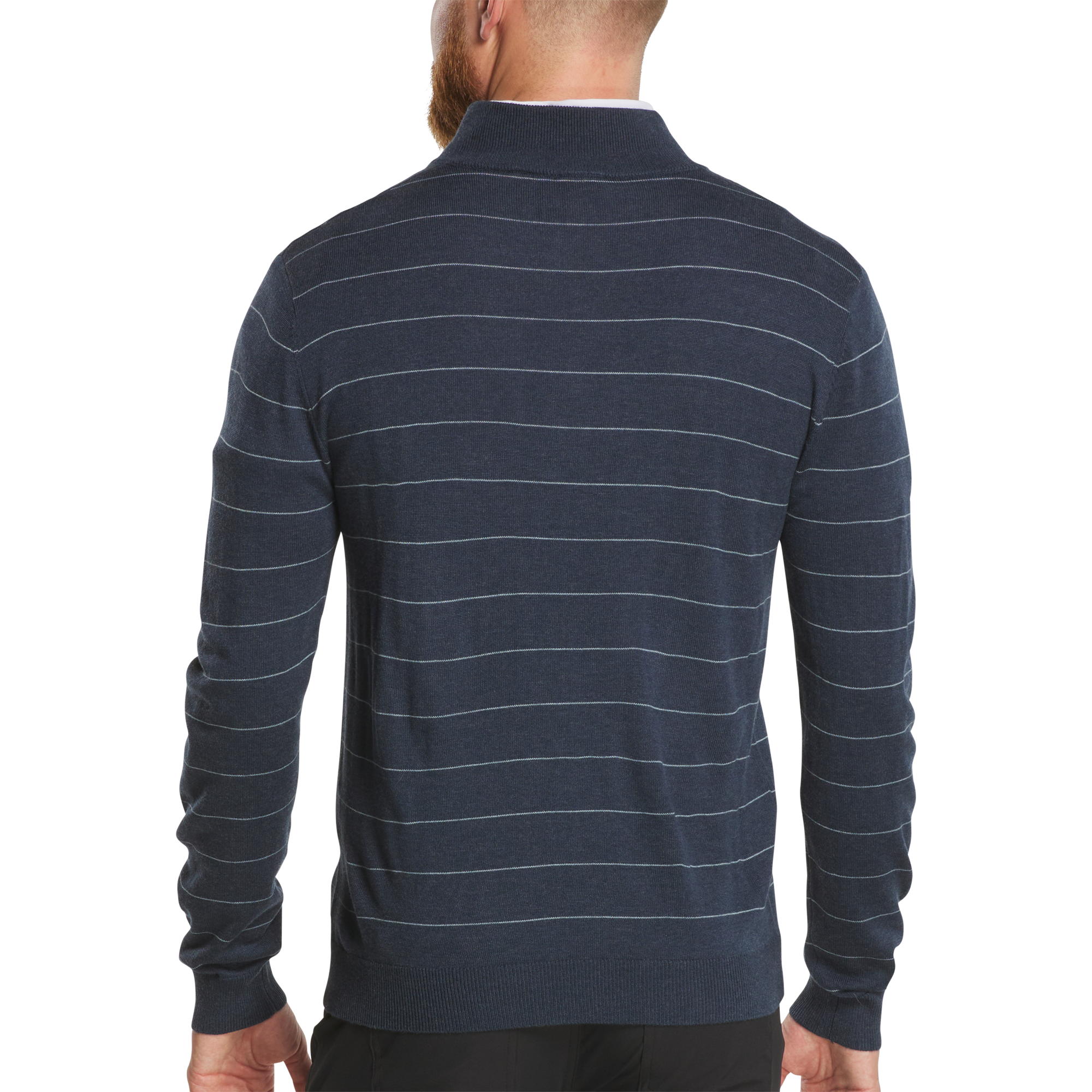 Wool Heather Stripe Quarter-Zip Sweater