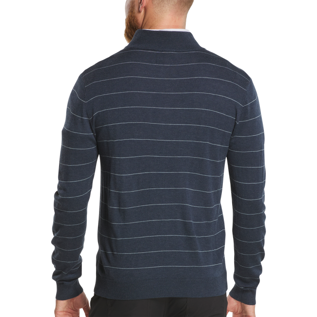 Wool Heather Stripe Quarter-Zip Sweater