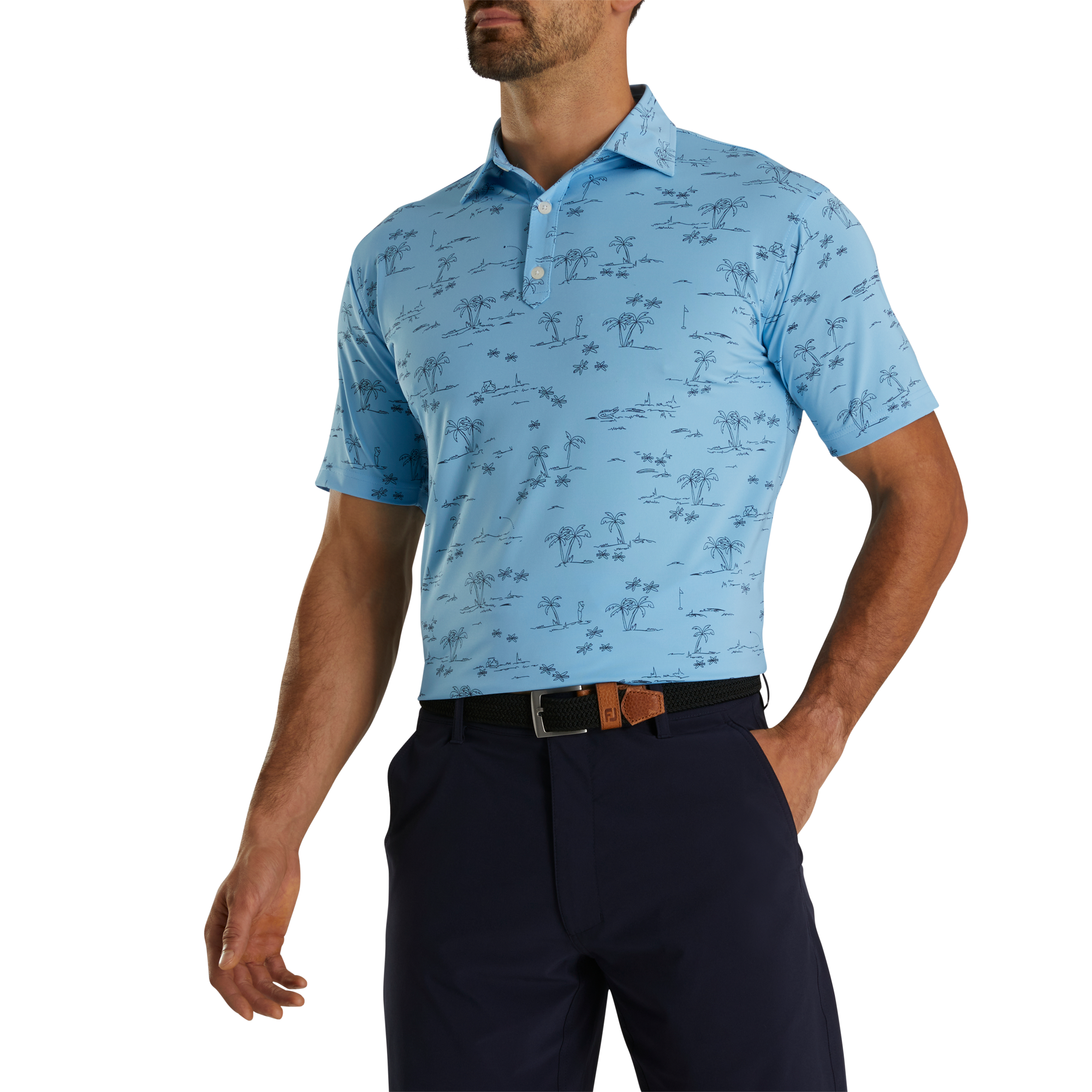 Tropic Golf Print Lisle Self Collar