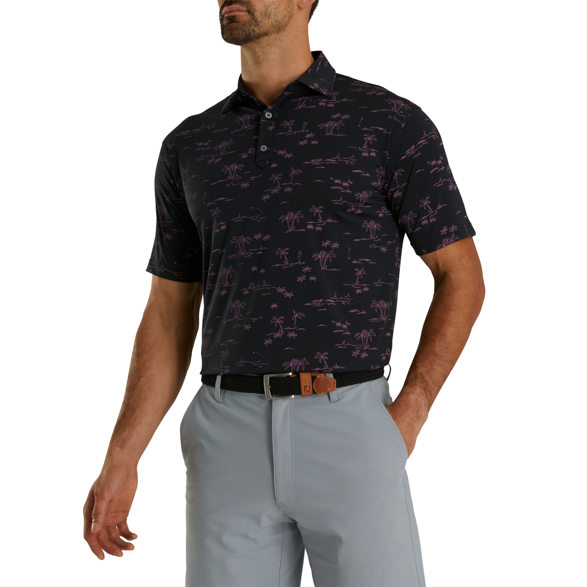 Tropic Golf Print Lisle Self Collar