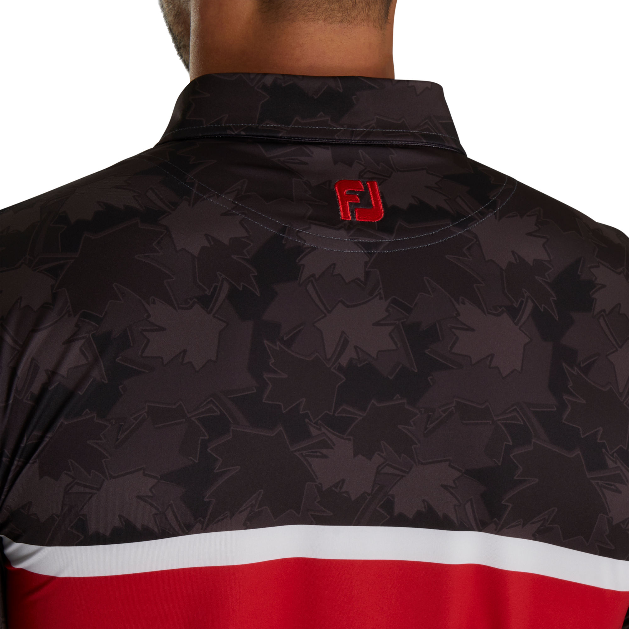 Striped Tonal Leaf Print Self Collar