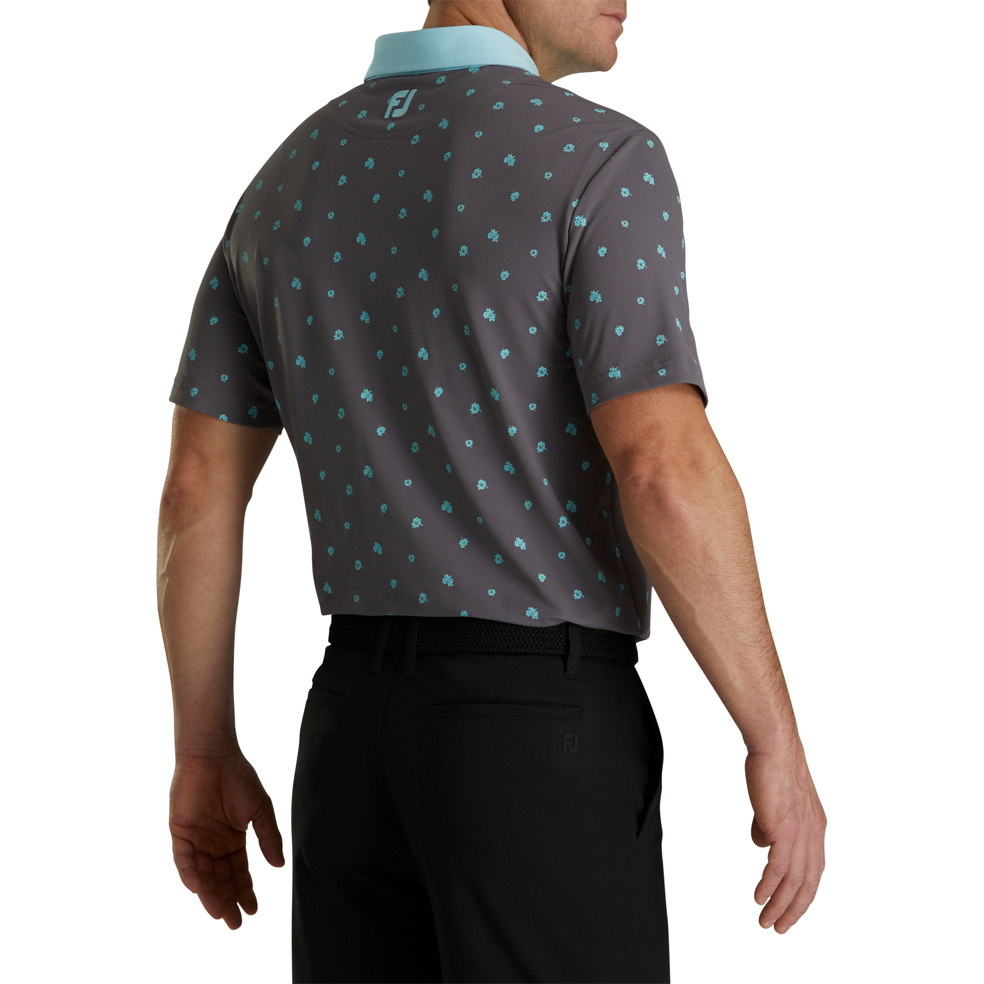 Pique Stretch Scattered Floral Self Collar