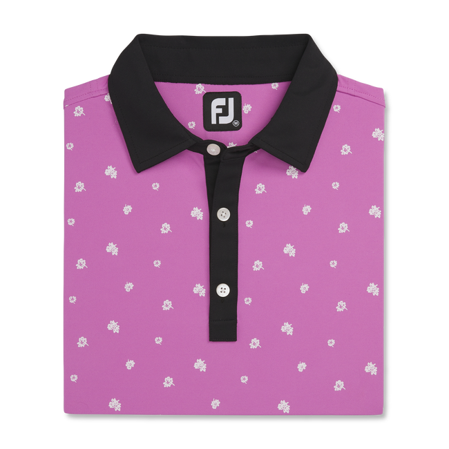 Pique Stretch Scattered Floral Self Collar