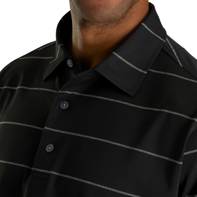 Stretch Pique Chalkstripe Self Collar