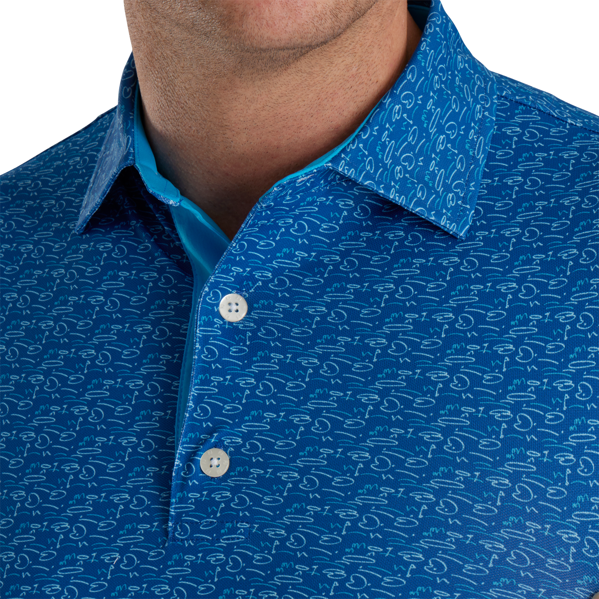 Golf Course Doodle Stretch Pique Self Collar