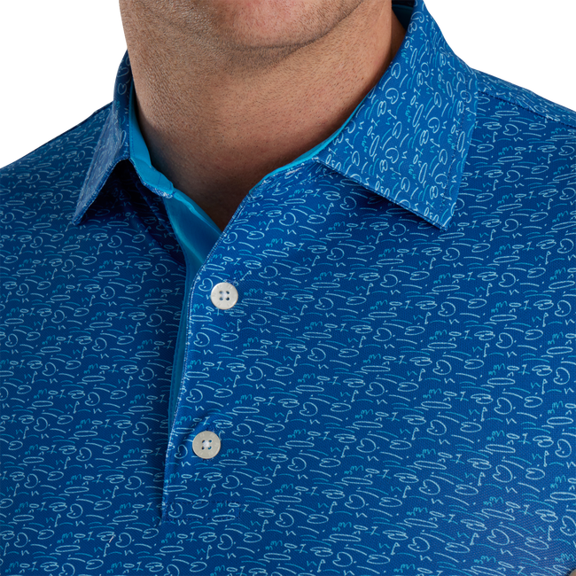 Golf Course Doodle Stretch Pique Self Collar