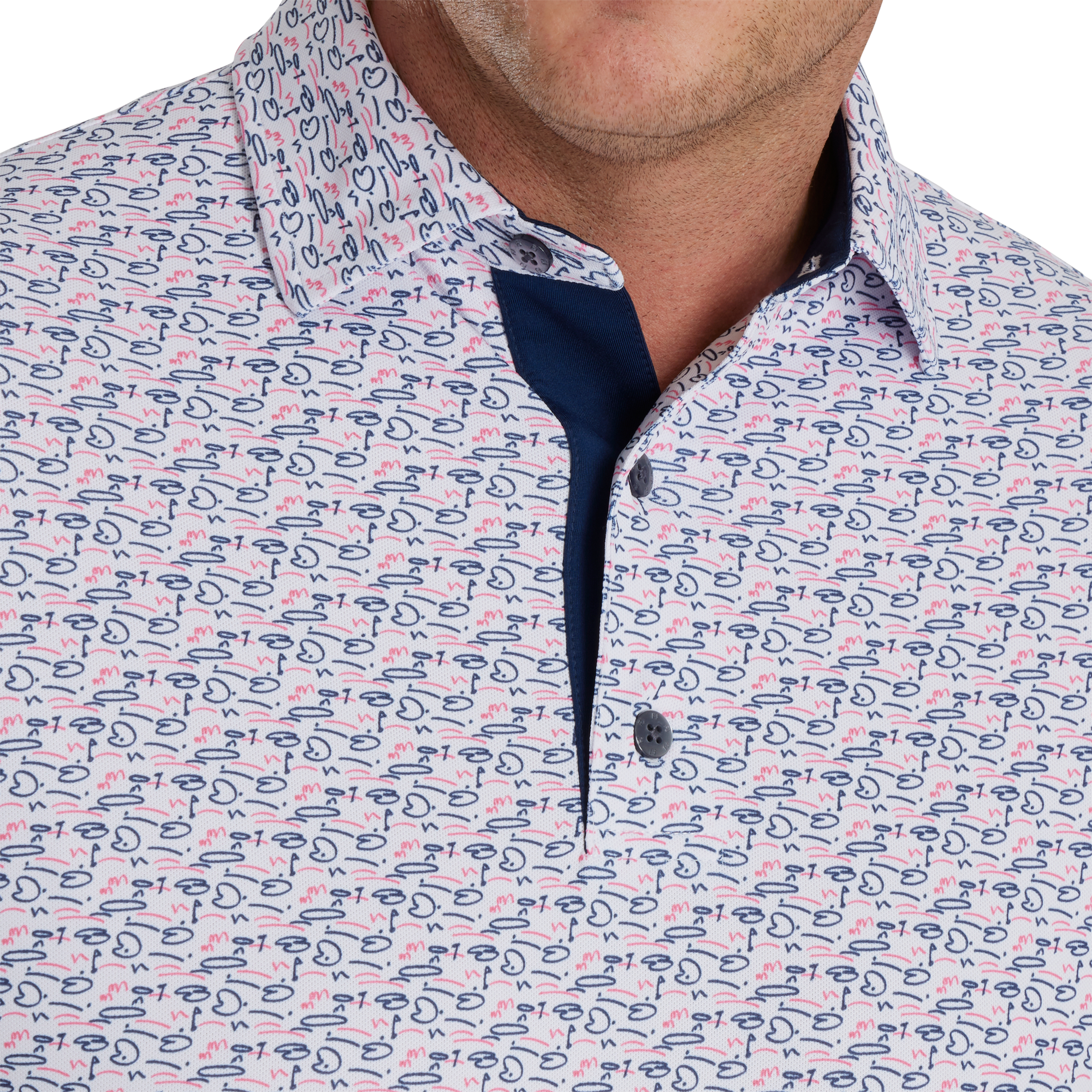 Golf Course Doodle Stretch Pique Self Collar