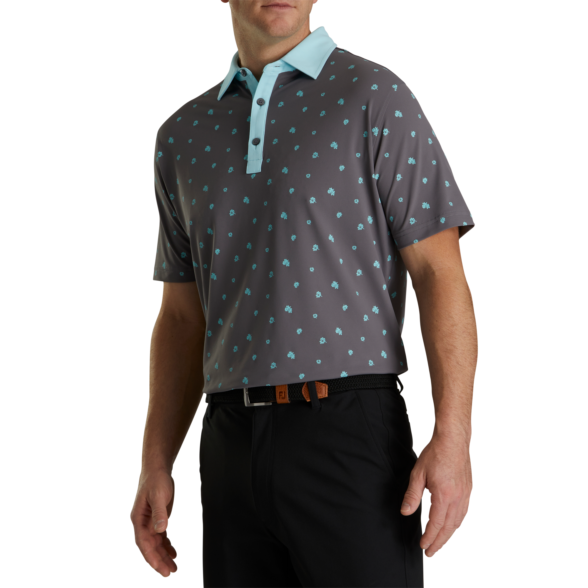 Pique Stretch Scattered Floral Self Collar