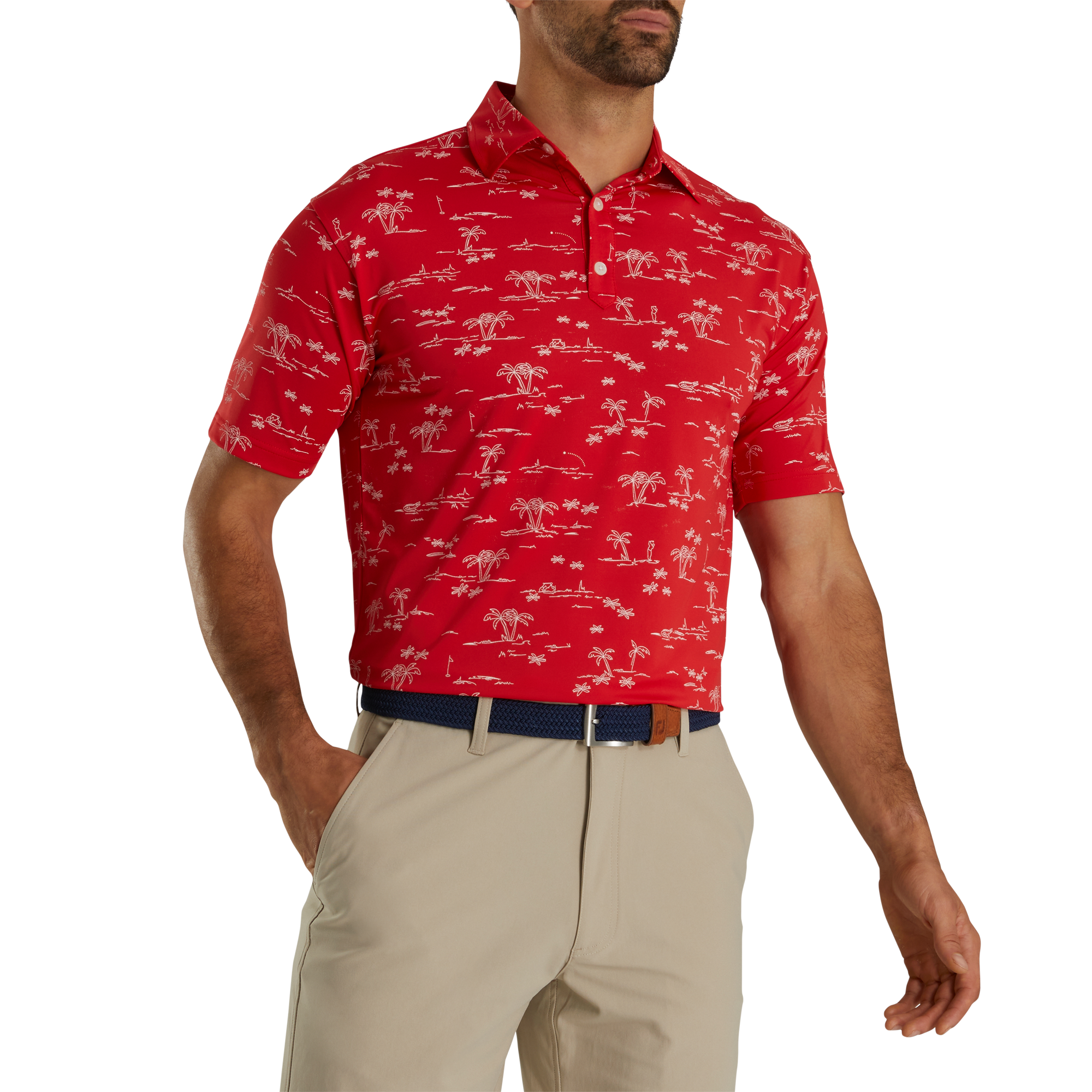 Tropic Golf Print Lisle Self Collar