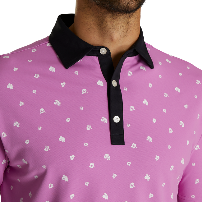 Pique Stretch Scattered Floral Self Collar