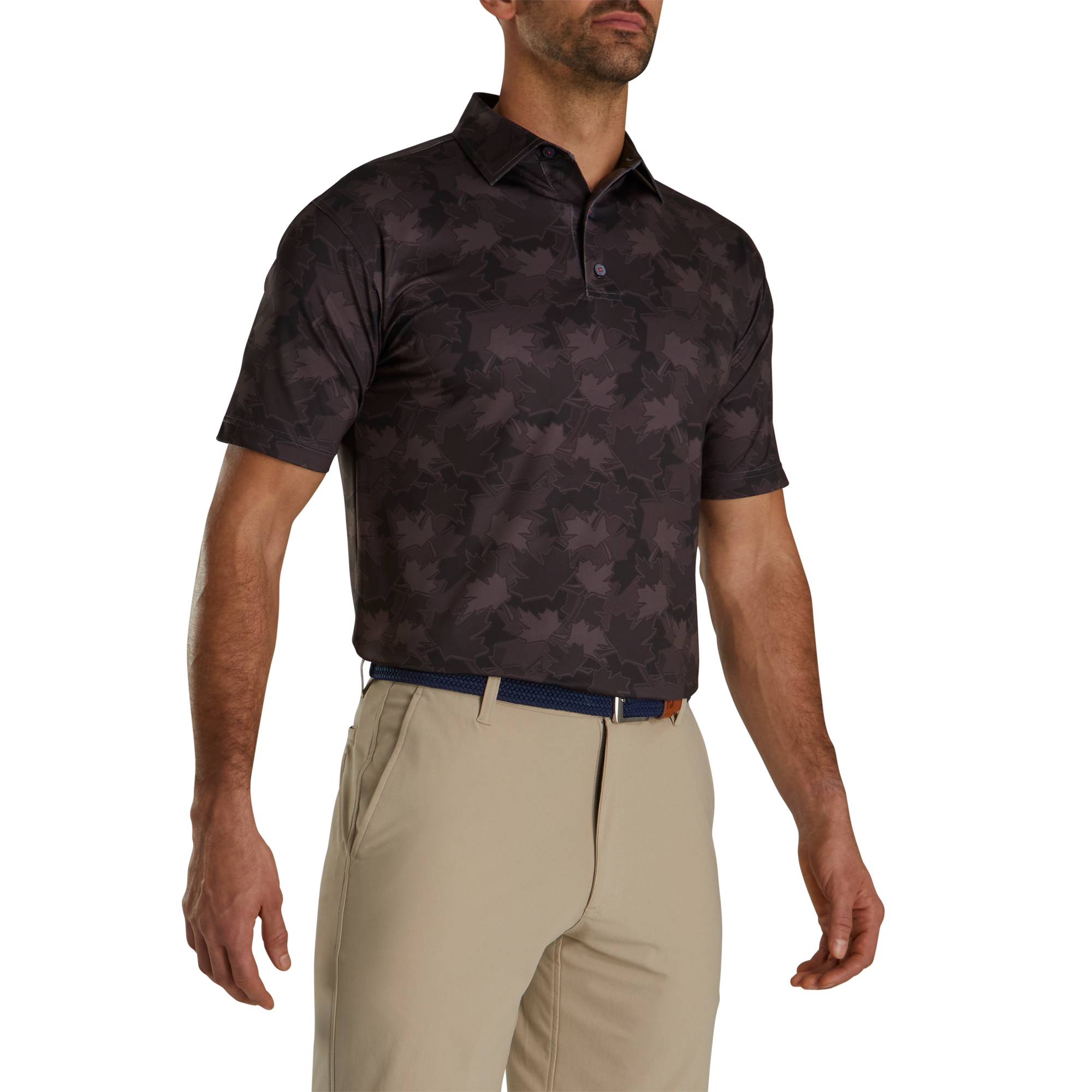 Tonal Leaf Print Self Collar