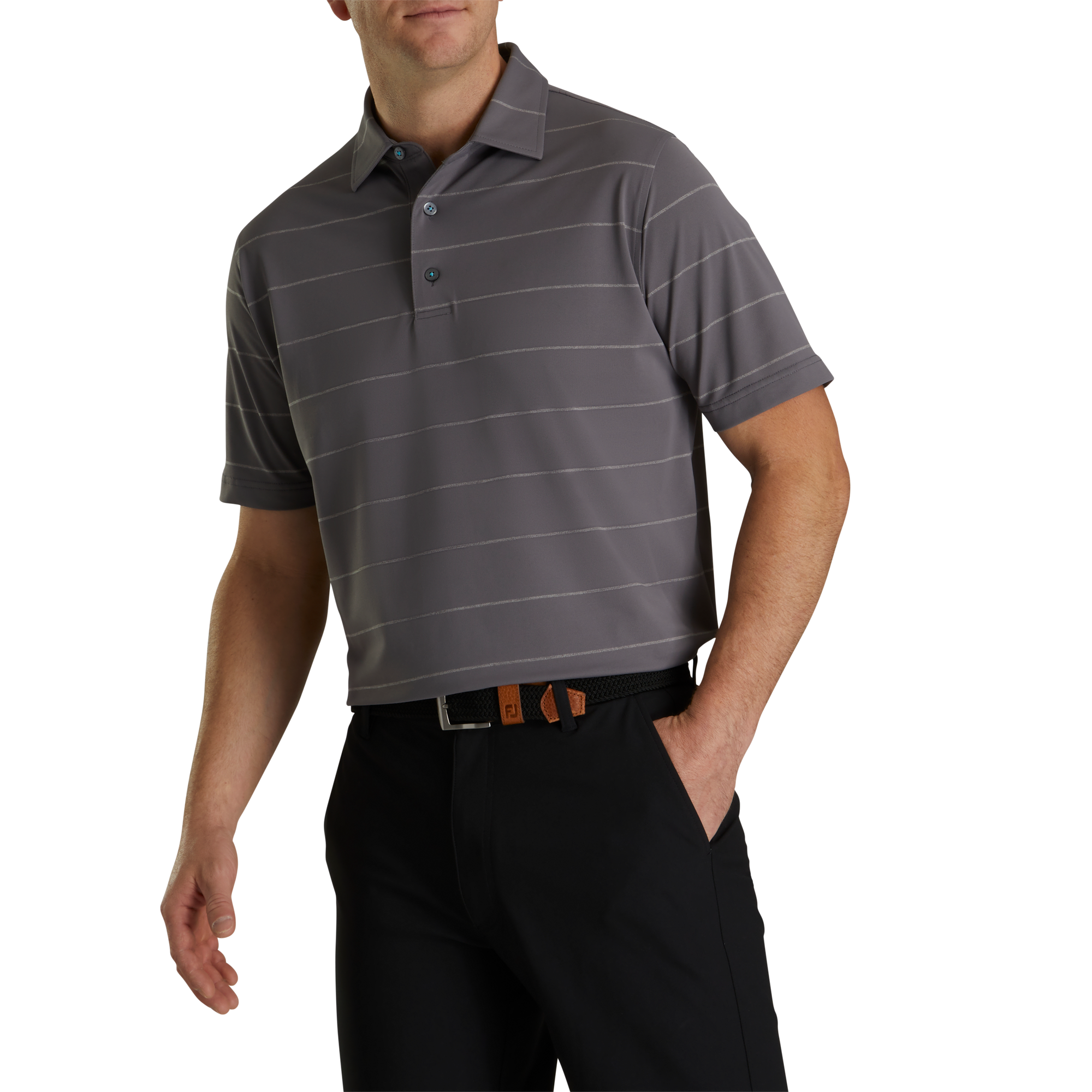 Stretch Pique Chalkstripe Self Collar-Previous Season Style