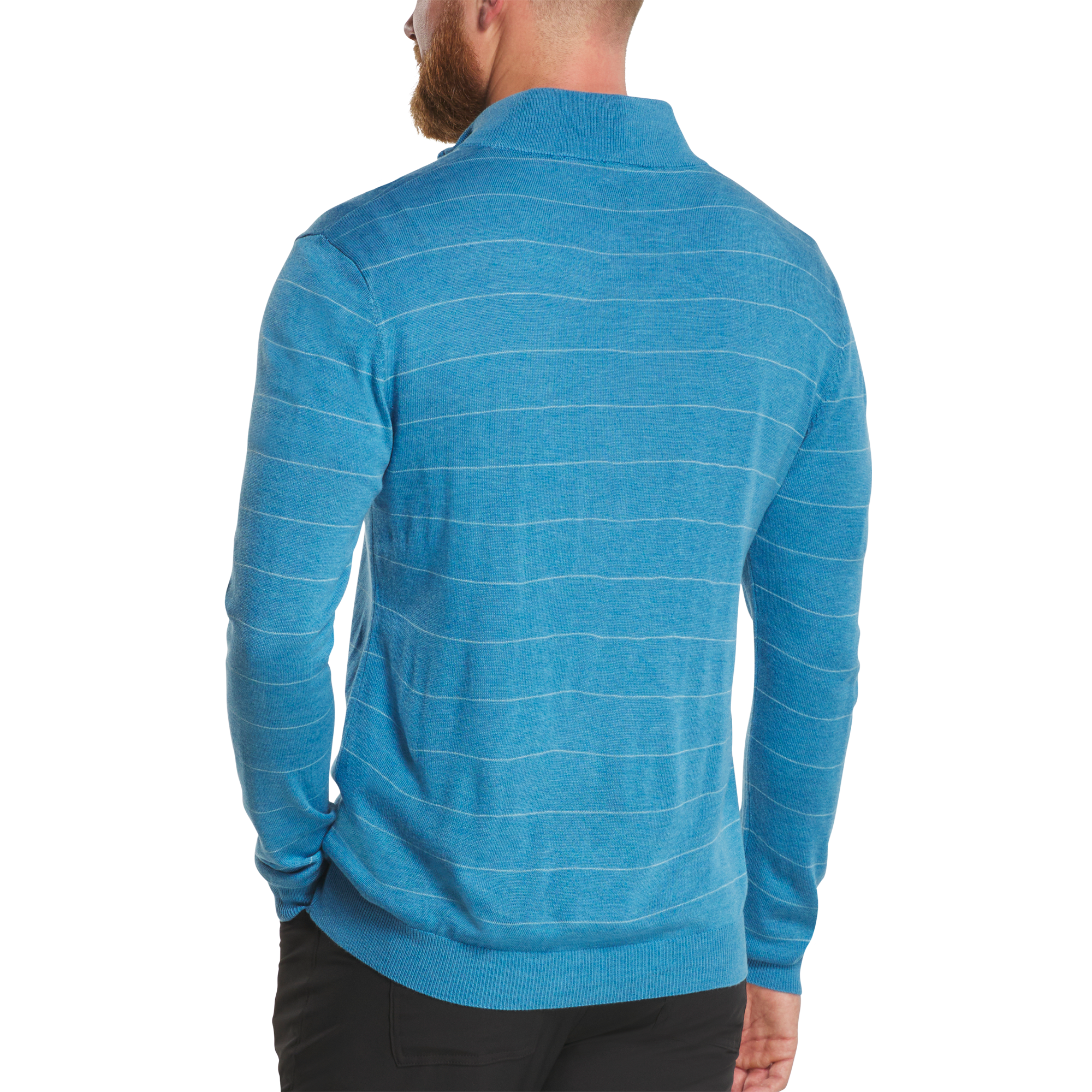 Wool Heather Stripe Quarter-Zip Sweater