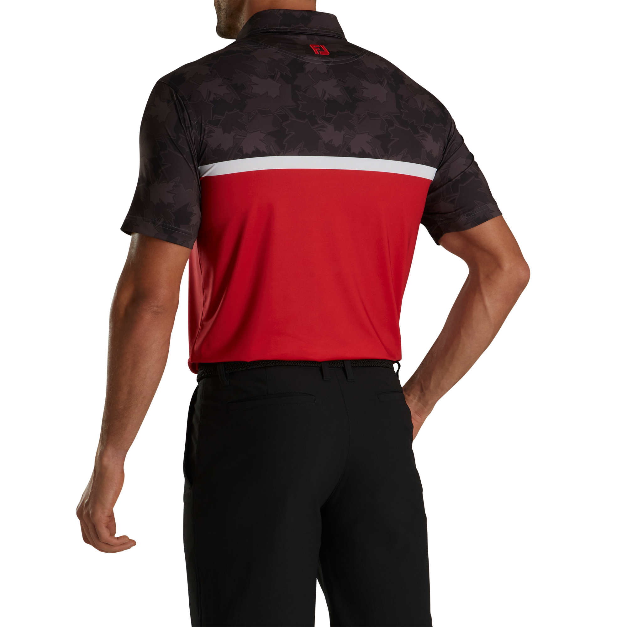 Striped Tonal Leaf Print Self Collar