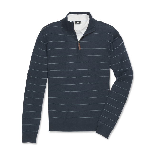 Wool Heather Stripe Quarter-Zip Sweater